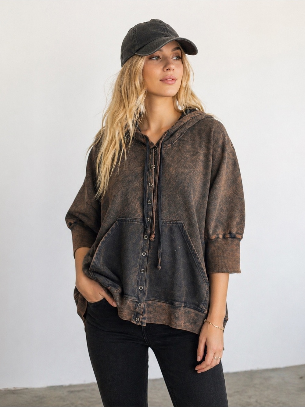 Tie dye crop short sleeve hoodie from sample sale by Barbara Lesser